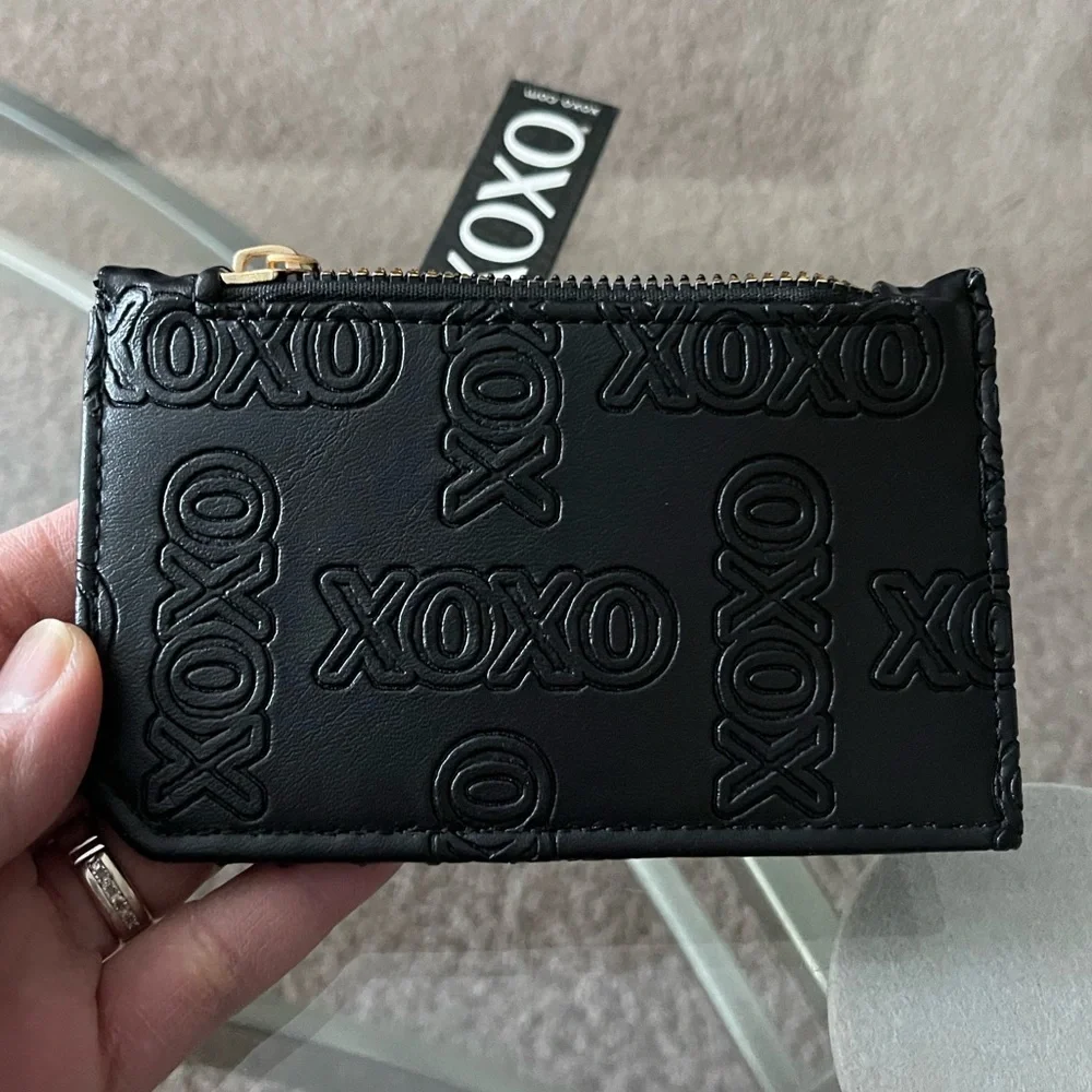 XOXO Embossed Faux Leather Black Card Holder Wallet